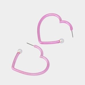 💖🔹️ BETSEY JOHNSON🔹️ HEART HOOP EARRINGS PINK WHITE